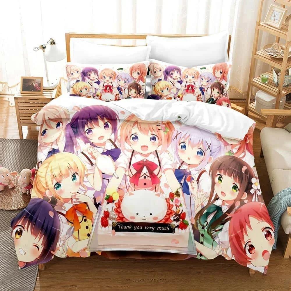 3D Print Anime Is the Order a Rabbit Bedding Set Single Twin Full Queen King Size Bed Set Adult Kid Bedroom Duvet Cover Sets