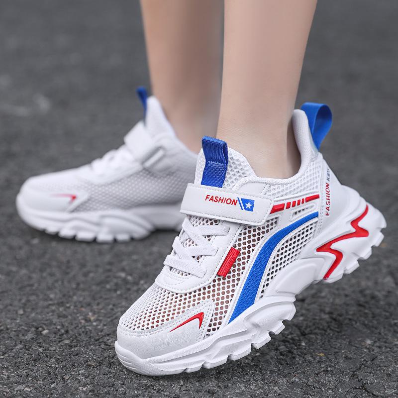 Children's sports shoes spring and summer mesh breathable middle and older children's casual running shoes boys and girls students low-top white shoes