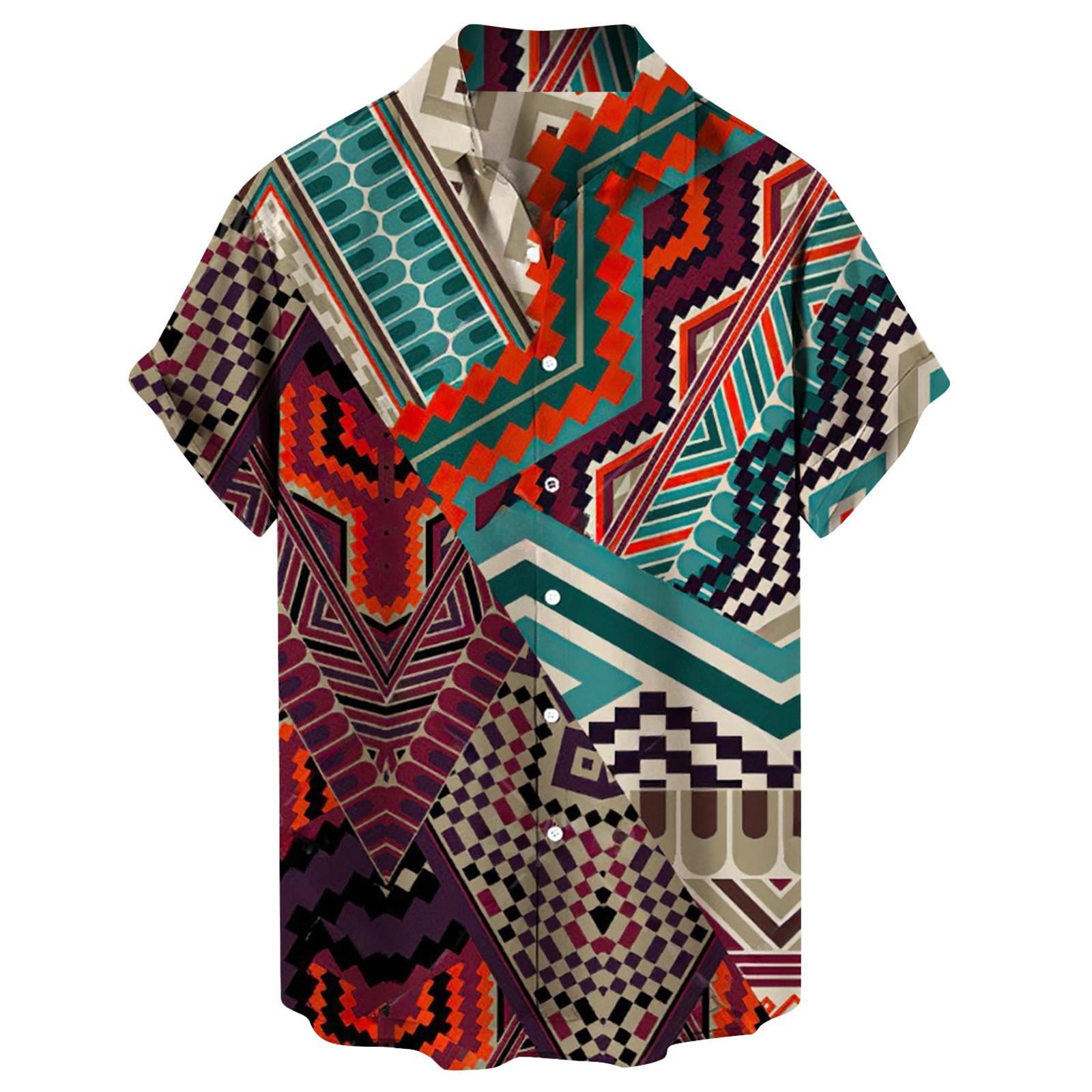 

Мужская весенне-летняя повседневная мужская рубашка с гавайским отворотом и коротким рукавом с рисунком, мужской топ L темно-фиолетового