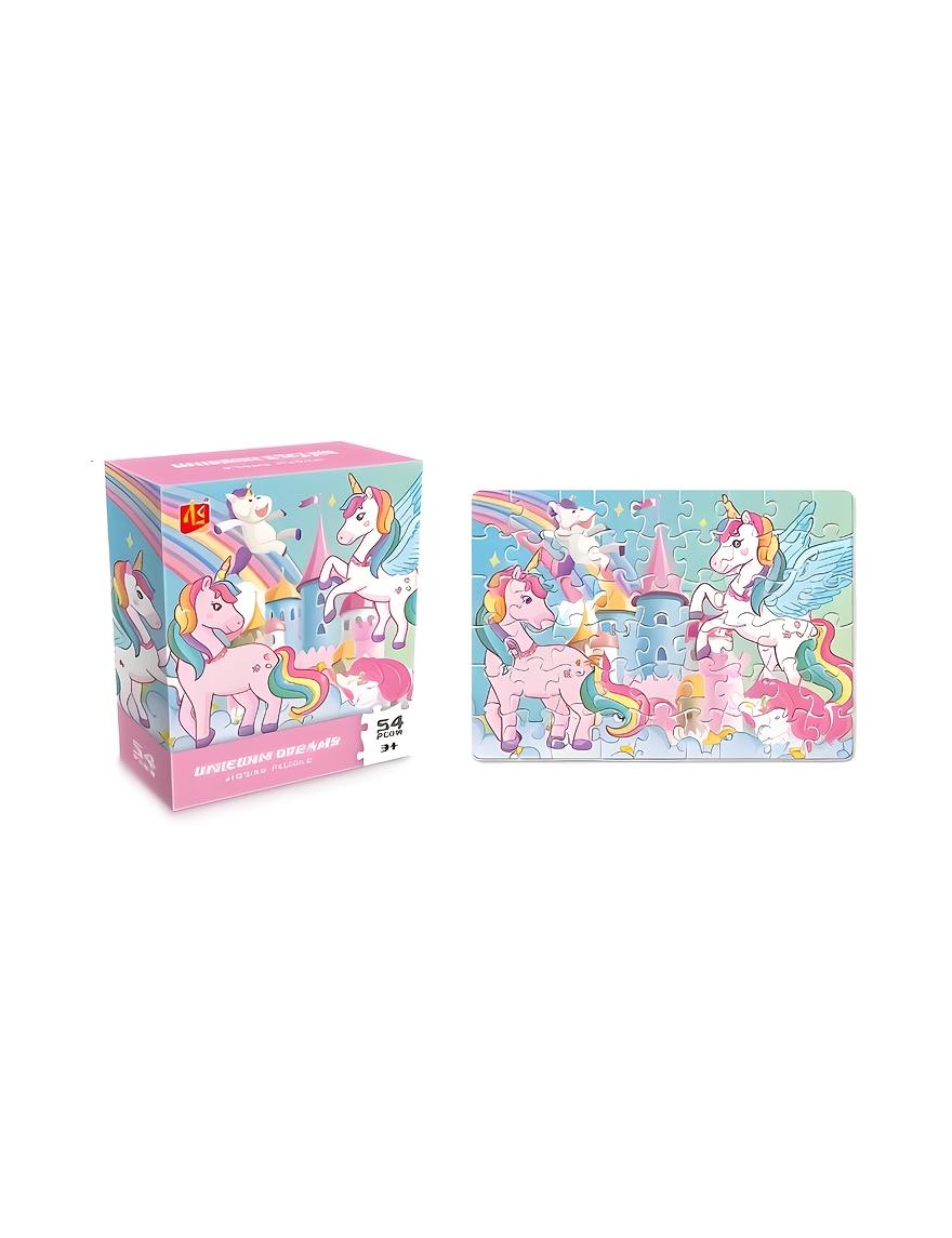 Unicorn Jigsaw Puzzle 54 Pieces, Cartoon Animal Puzzle Toy, Educational Puzzle for Kids, Cute Birthday Gift розовый