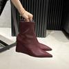 Fashion SUOJIALUN 2025 New Brand Women Short Boots Fashion High Wedge Heel Ladies Elegant Ankle Boots Shoes Outdoor Dress Chelsea Pumps