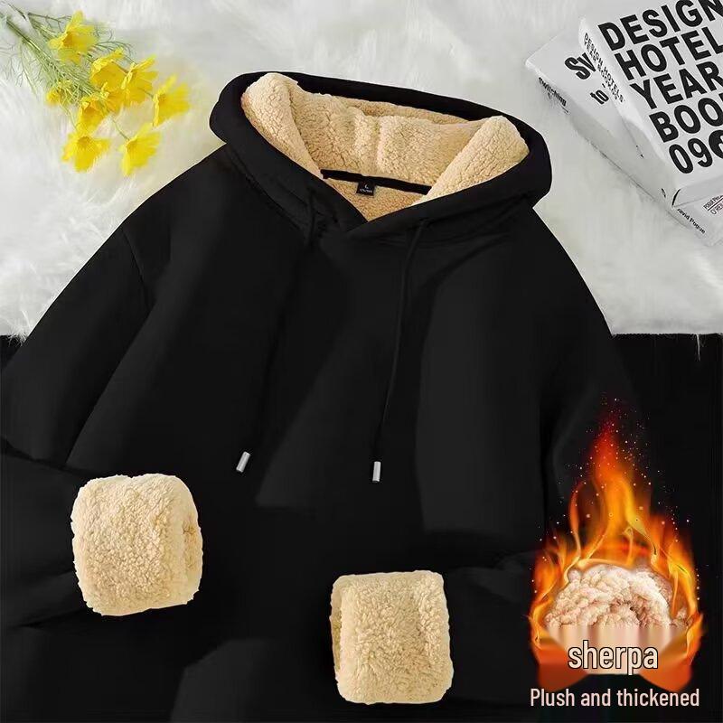 Men's Lambswool Hoodie - Autumn/Winter 2025 Unisex Style, Plus Velvet Thick Heavyweight Jacket