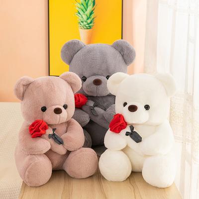 Holding A Rose Bear Doll Valentine'S Day Confession Gift Bouquet Rose Bear Doll Decoration Gift Store Purchase