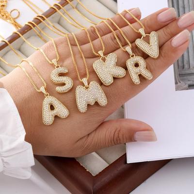 Women's Versatile 26-Letter Zircon Inlaid Gold-Plated Necklace