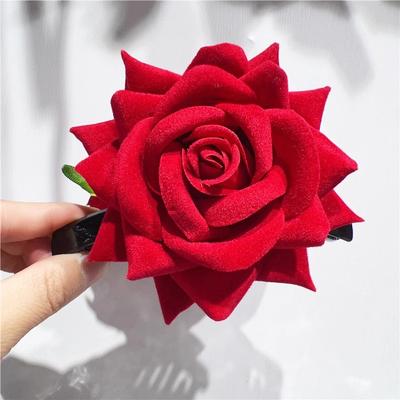 Realistische Samt-Rose Kralle KopfschmuckFoto Atmosphäre Blume Haarspangen Haaraccessoires HochsteckfrisurHai-Klammern