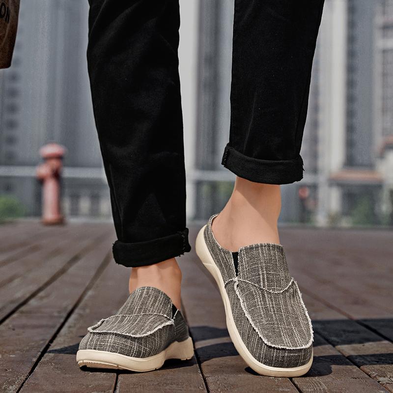 Fashion Summer Men Slippers Classic Outdoor Slip-on Canvas Shoes Men Light Breathable Flat Loafers Soft Indoor Home Casual Slippers 47