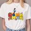 T-shirt Stampata in Puro Cotone a Tema Biancaneve per Tutte e Quattro le Stagioni Unisex Moda Casual Streetwear