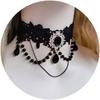 Elegant Gothic Lace Choker Necklace Halloween Vintage Pearl Necklaces with Crown Halloween Victorian Lolita Costume Accessories