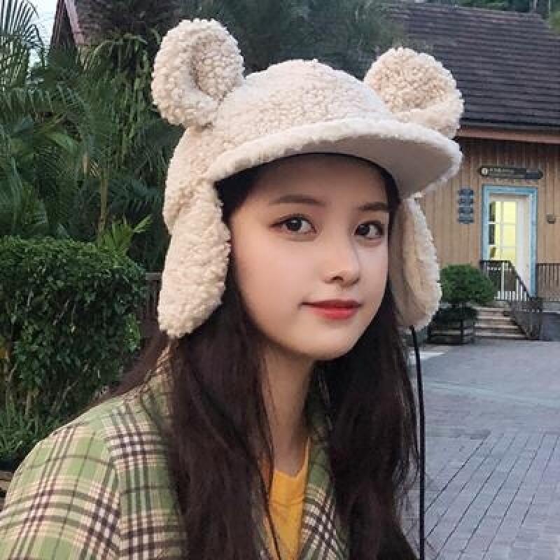 Милая шапка-ушанка Фрэн с ушками ivory