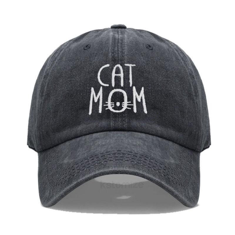 Gewaschene Baumwoll-Baseballkappe für Herren & Damen Unisex CAT MOM Stickerei Sonnenschutzhut Outdoor-Sport Großhandel & Dropshipping