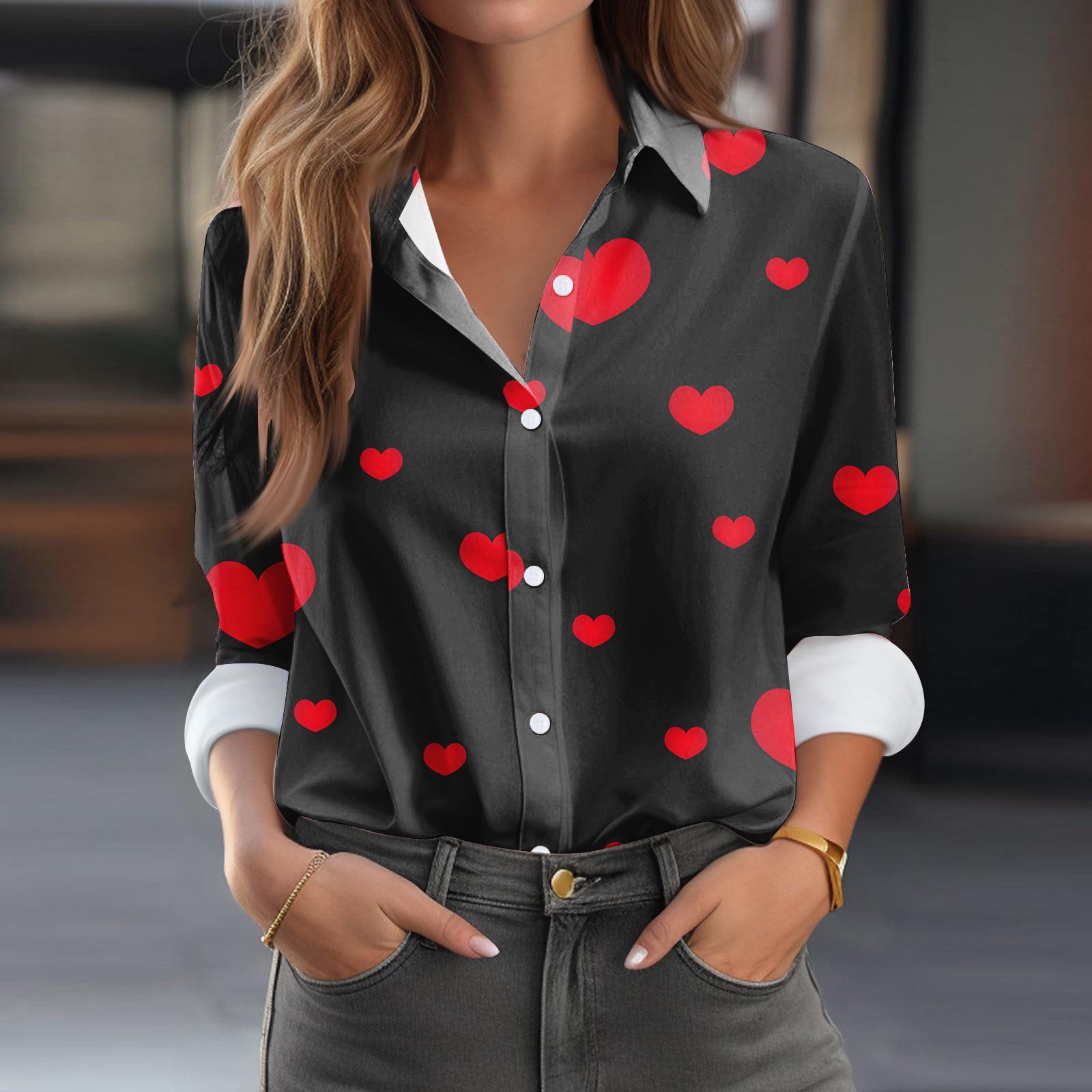 

Женская рубашка-блузка с принтом и пуговицами, длинный рукав, повседневный базовый рубашечный воротник, обычный топ XXXL