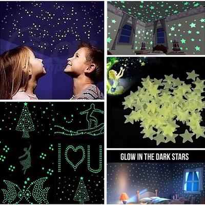 100ks Svítící samolepky ve tvaru mini hvězdy Samolepky na zeď Zářící ve tmě Samolepky na stěnu DIY Arts Dekorace do dětského pokoje