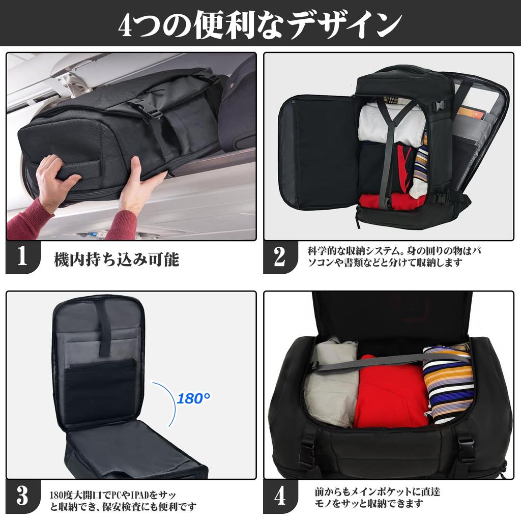 KINGSLONG Business-Rucksack, Reiserucksack, Großes Fassungsvermögen, Handgepäckgröße, 40L, Herren, Multifunktional, Passt für 17,3-Zoll-Laptops, Wasserabweisend,