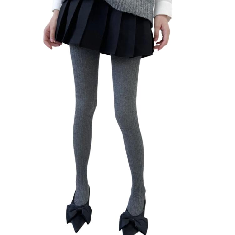 Women Twist Striped Pattern Opaque Tights Winter Fall Hosiery Elastic Jacquard Solid Color Pantyhose Stockings Leggings