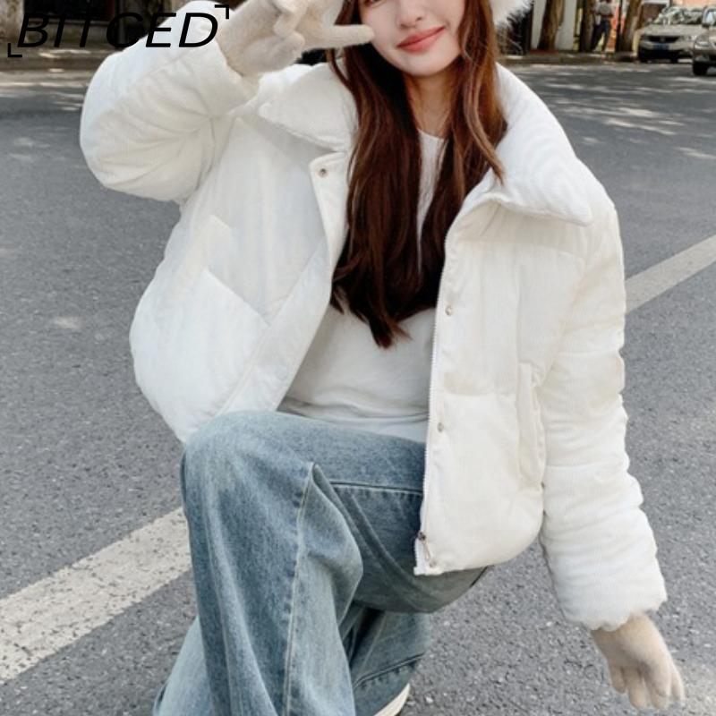 BITCED Down-Filled Cotton Jacket: Petite Niche & Distinctive Quilted Coat for Women Autumn/Winter High-Waisted Short Cotton Jacket