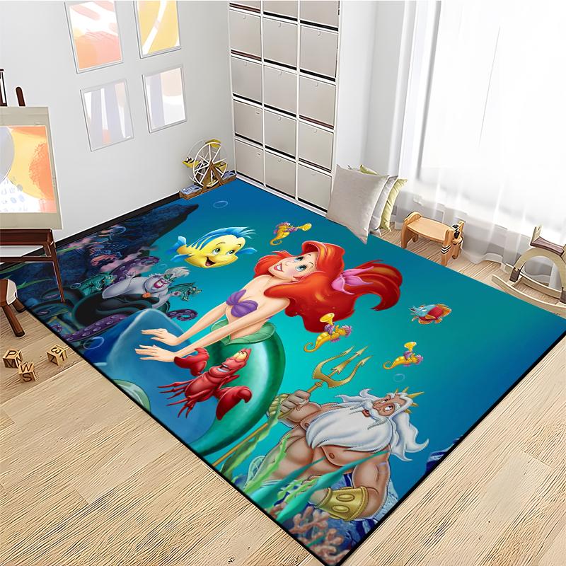 15 Size Little Mermaid Princess 3D Carpet Rugs for Home Living Room Bedroom Sofa Doormat Decor,Kids Area Rug Non-slip Floor Mat