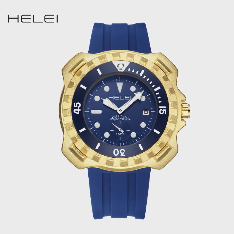 

HELEI Fashion New Sports Casual Quartz Watch Date Silicone Luminous Strap Men s Wristwatch білий/синій