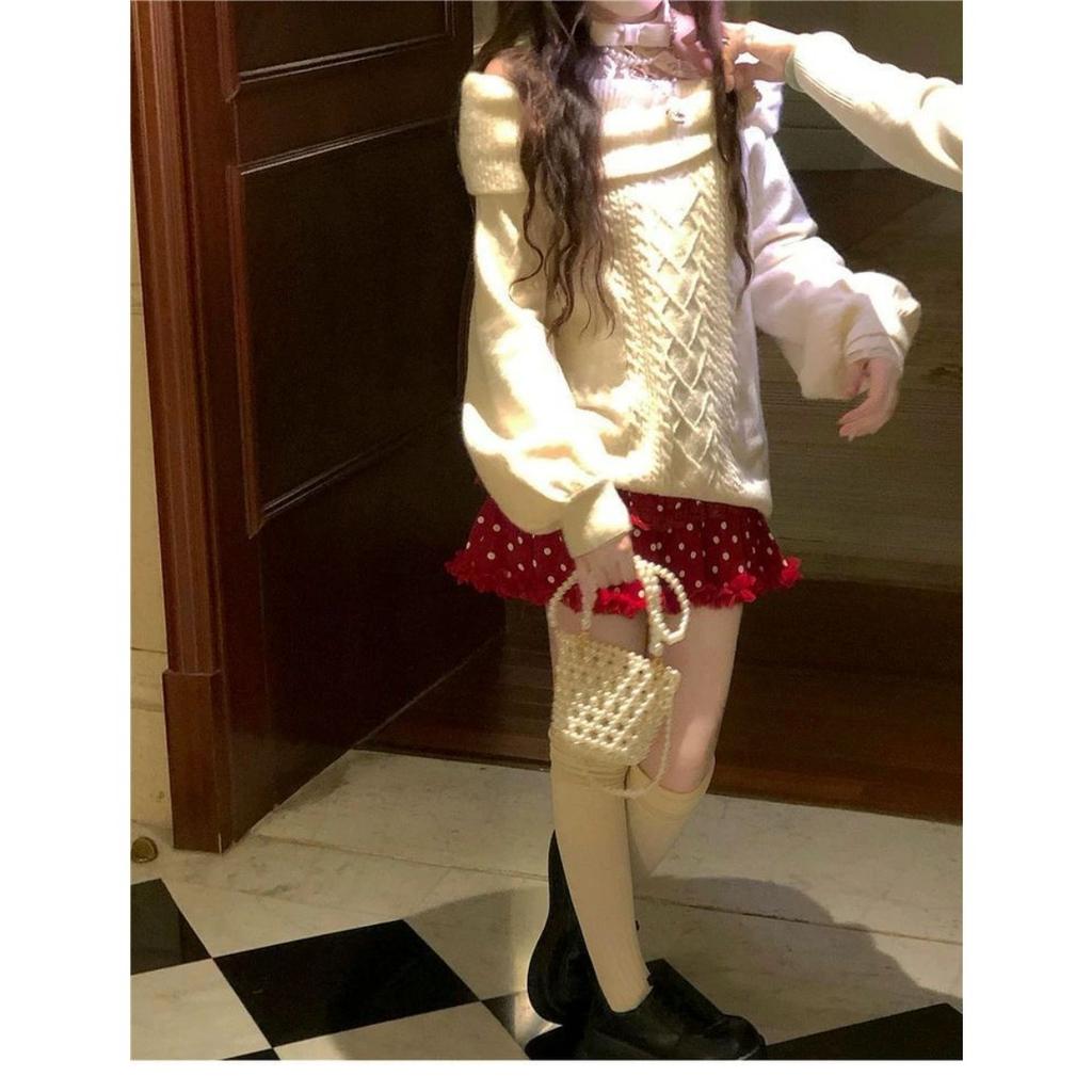Women Sweet Hot Girl Bow Off-Shoulder Sweater Autumn Winter Elegant Sexy Fashion Knitted Tops Casual Y2k Knitwear Pullover New