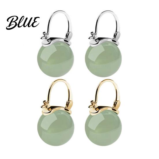 Buckle Earrings 1 Pair Women Drop Glass Bead Polished Copper