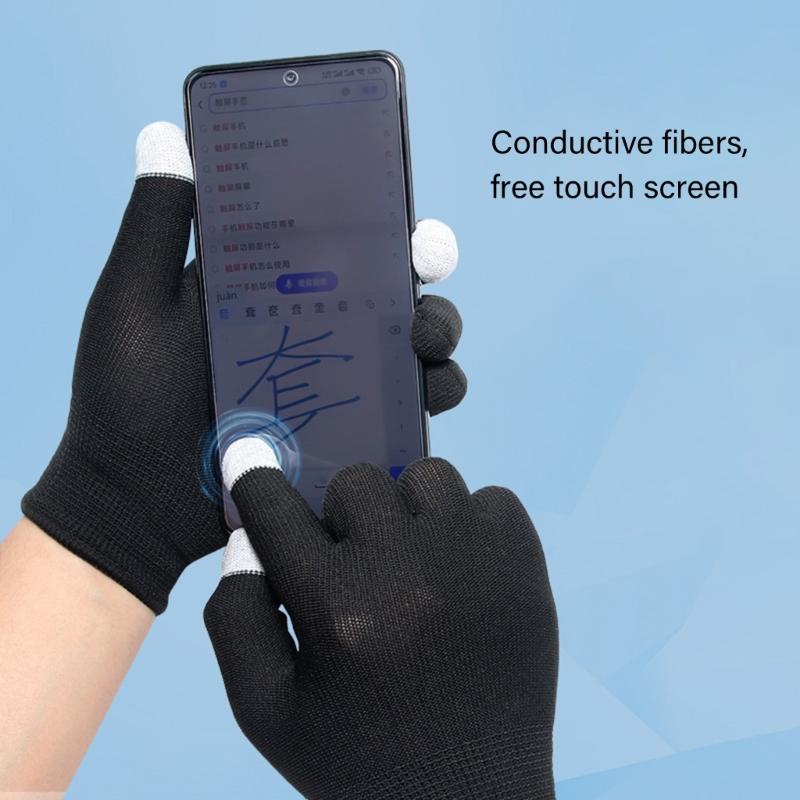 Ergonomic Breathable Sensitive Touch Display Gaming Gloves For Smartphones Lightweight Nylon Material All Hand Size 2pcs