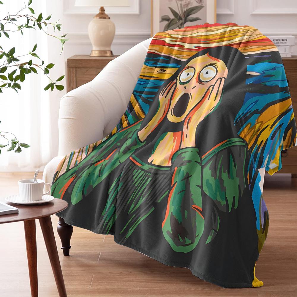 The Scream Painting Throw Soft Flannel AC Blanket Lightweight Summer Nap Throw Cozy Blanket for Sofa Bed Travel Home