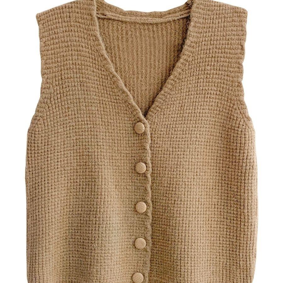 Winter Vest Women Knit Sleeveless Sweater Top Layering Cardigan Waistcoat Cold Weather Outerwear