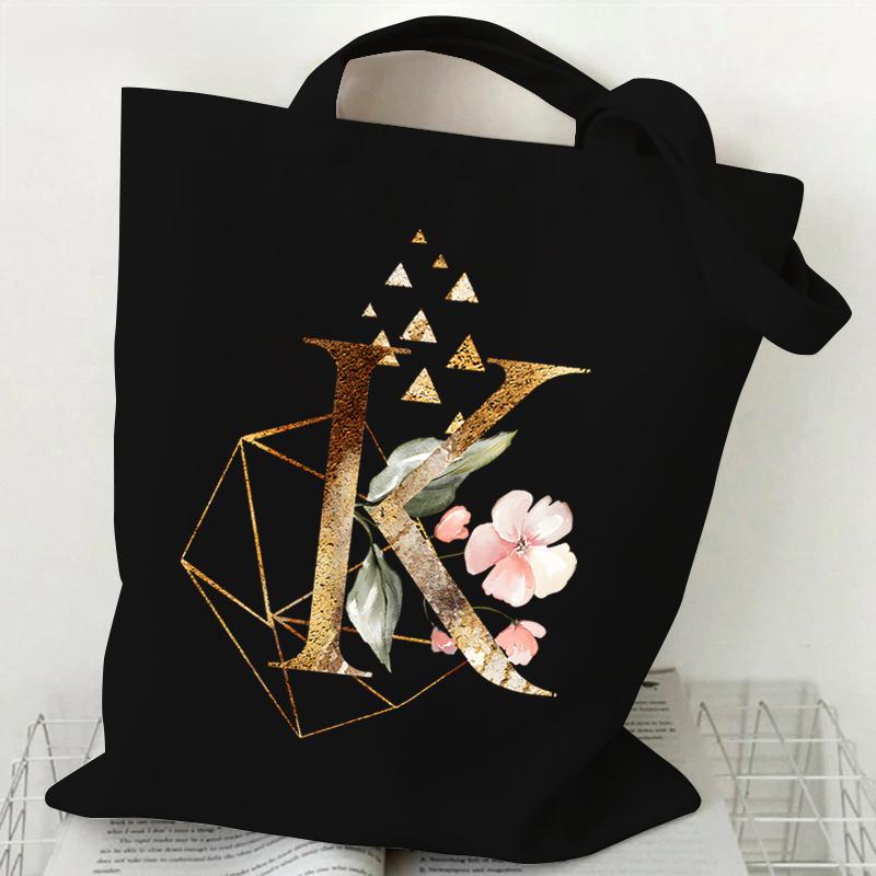 Print Canvas Bag Women's Shoulder Bag Fashion Floral Letter Ladies Hand Bags Alphabet Tote Bag
