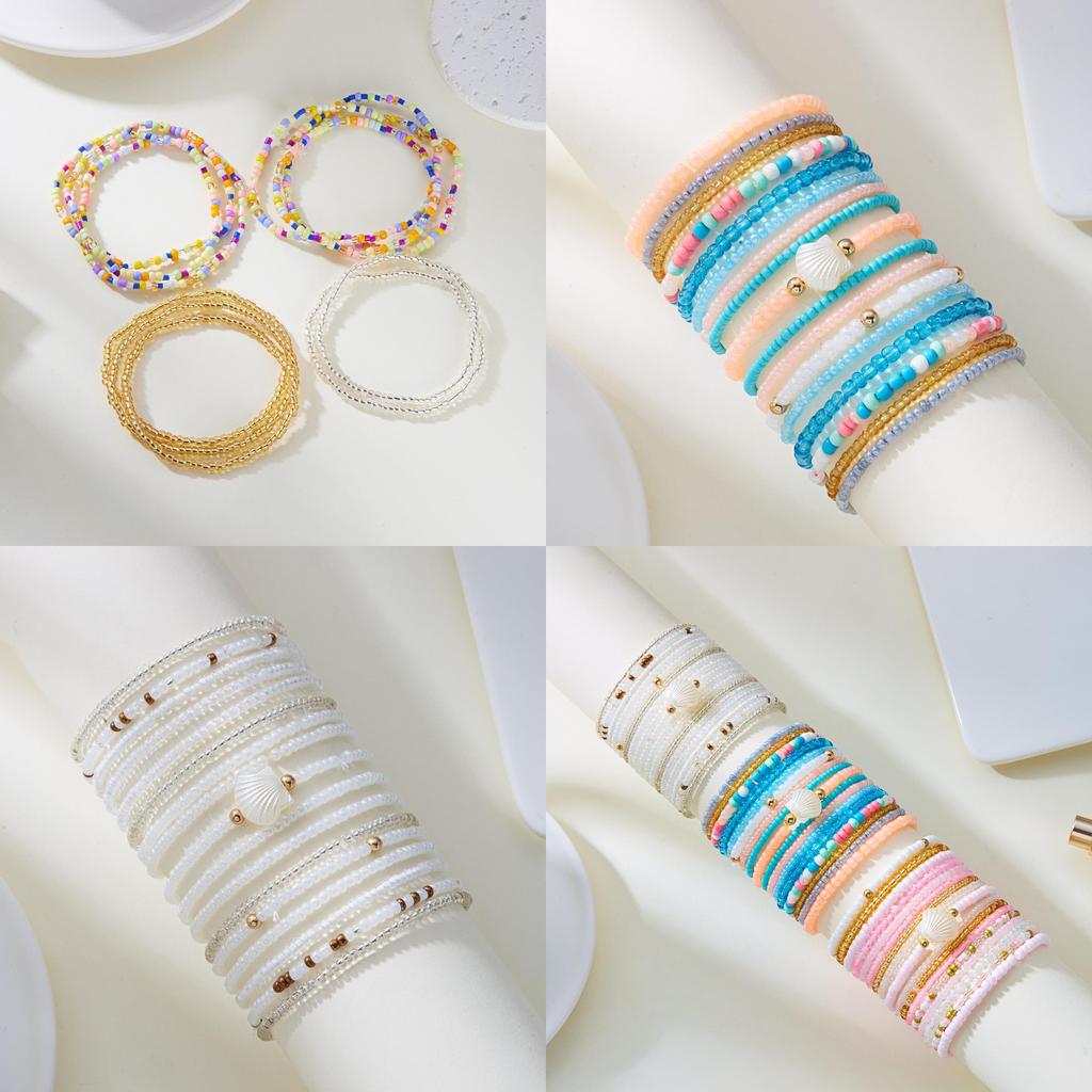 Boho Chic Beaded Multilayer Bracelets With Geometric Shapes For Women Accessory