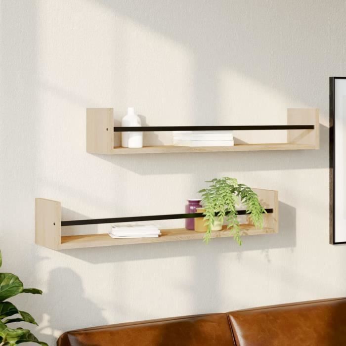 VidaXL Wall Shelves with Bars 2 Pcs Sonoma Oak 80x16x14 Cm 835440