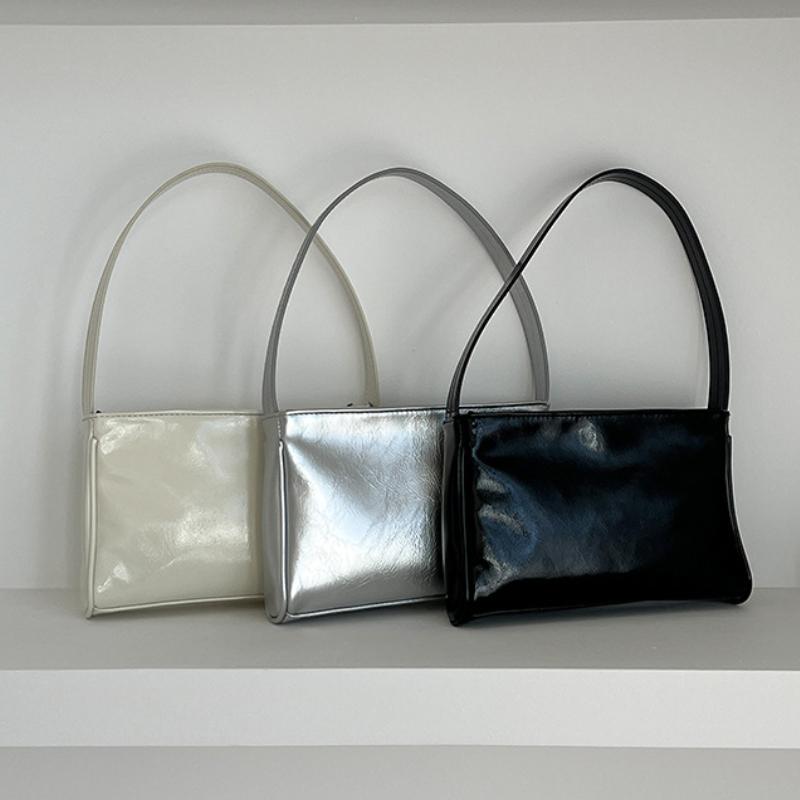 Moda Bolsos de Mano Femeninos Lujo Señoras Carteras de Mano Pequeñas Bolso Tote Plateado Bolso de Noche Bolsos de Hombro/Axila de Cuero PU para Mujeres
