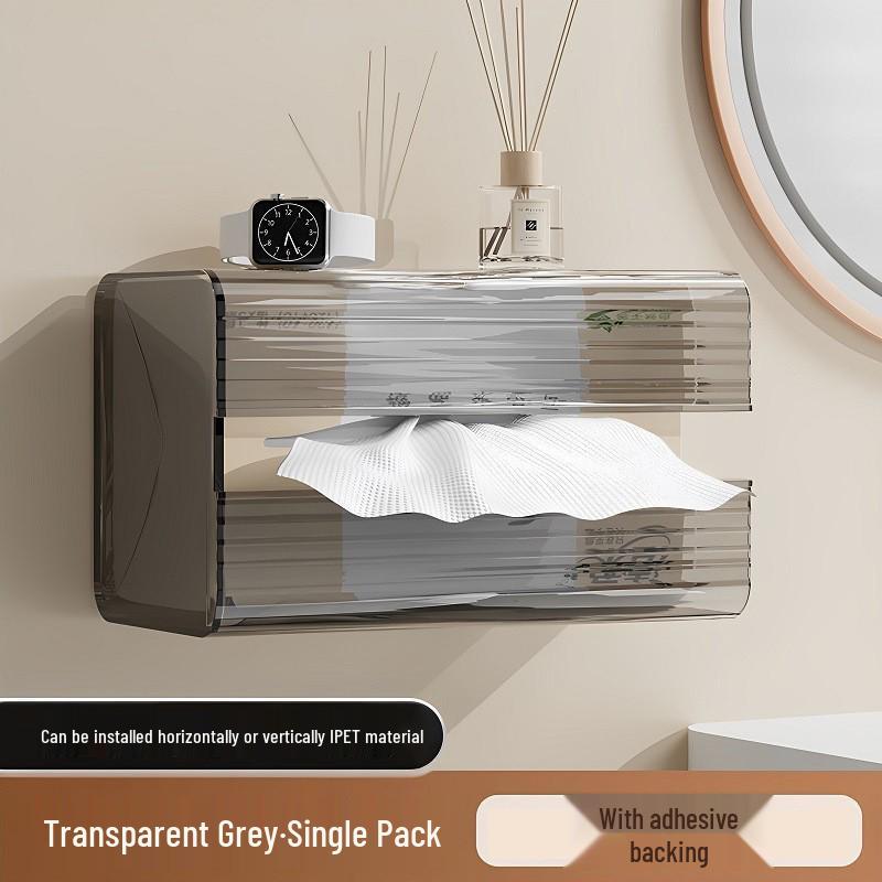 Wall-Mounted Tissue Box for Bathroom, Kitchen & Toilet - Upside-Down Tissue and Face Towel Dispenser