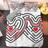 Love Duvet Cover Set Heart Shaped Pattern Romantic Theme Comforter Cover with Pillowcases for Girls Women King Queen Full Size