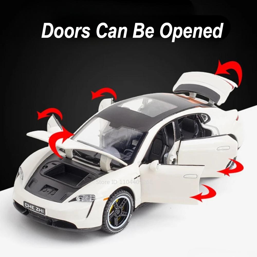 Scale 1:32 Taycan 911 GT3 Sports Car Model Toy Diecast Metal Sound Light Pull Back Miniature Vehicles Toys Collection Ornaments