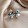 Vintage Steel Teardrop Cat Eye Earrings for Women - Retro, High-End, Versatile Fashion Ear Studs