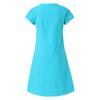 Women's Casual Color Knee Length Dress V-Neck Pullover Loose Short Sleeve Dress