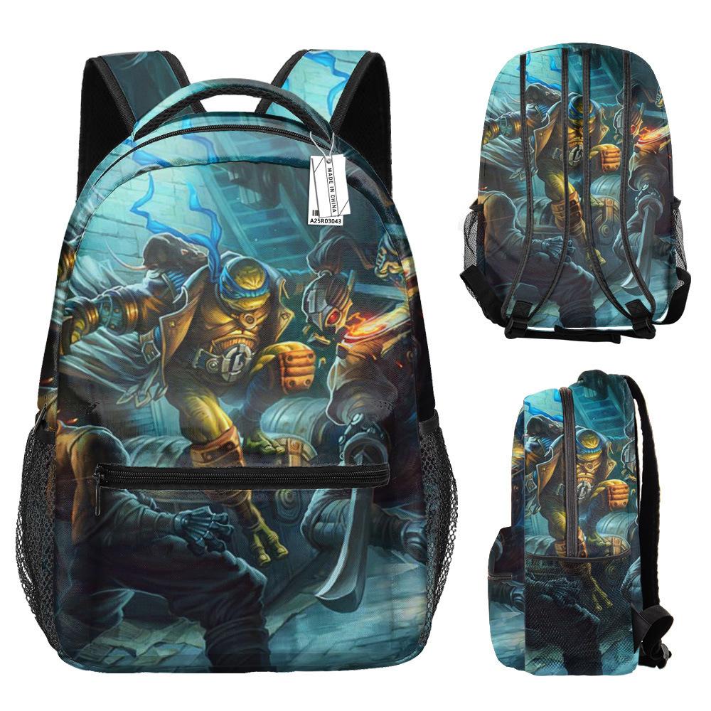 3 Piece School Backpack Set for Students Large Capacity Oxford Cloth Schoolbag with Shoulder Strap and Pencil Case