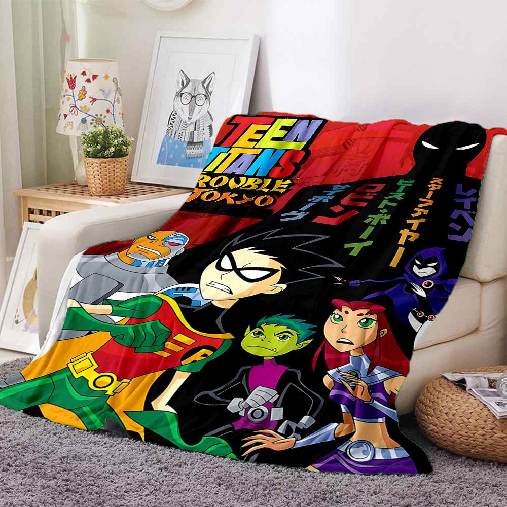 1pc Teen Titans Go! Flannel Throw Blanket - HD Printed Lightweight Soft Warm All-Season Blanket for Sofa, Bed, Travel, Camping 112