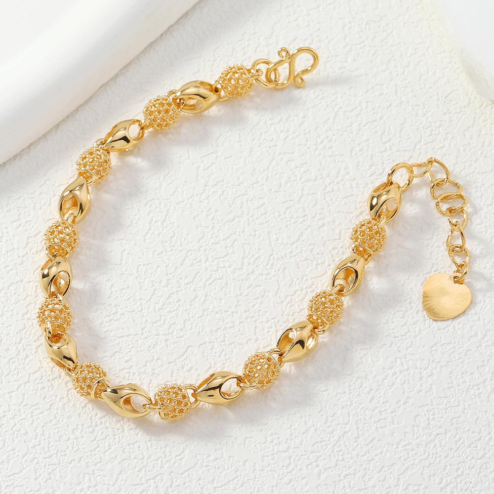 1 Middle Eastern Saudi Style Hollowed Out Love Chain Copper Women's Minimalist Bracelet