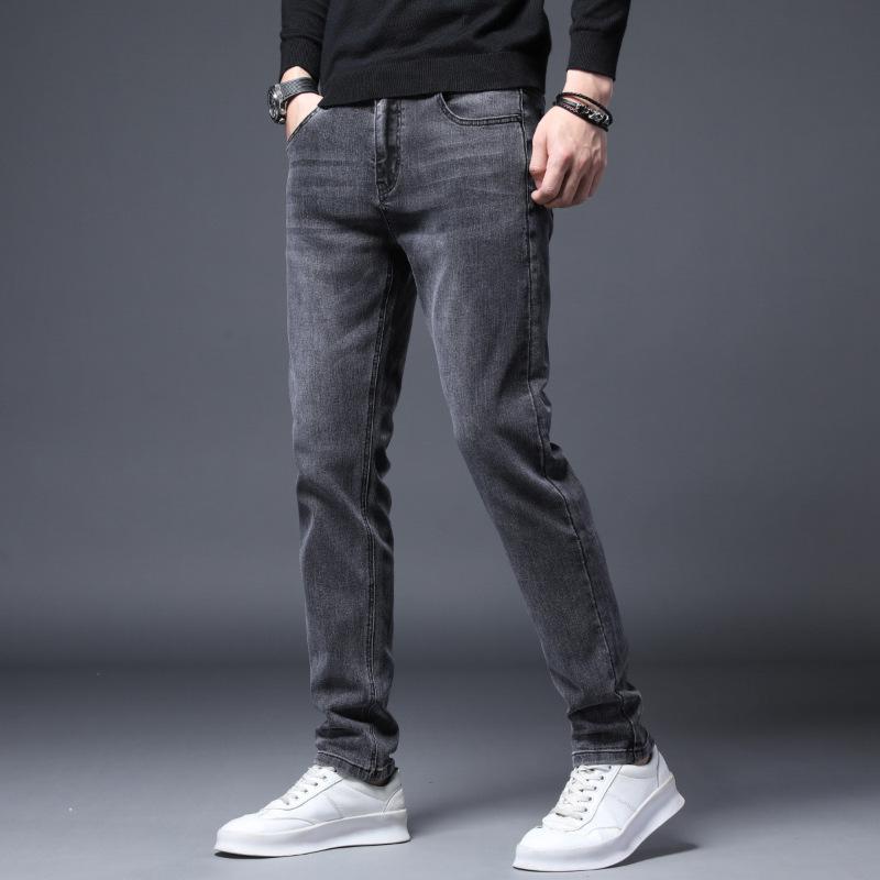 Autumn and Winter New Jeans Men's Slim Small Straight Young Business Casual Four Seasons Trend Trousers