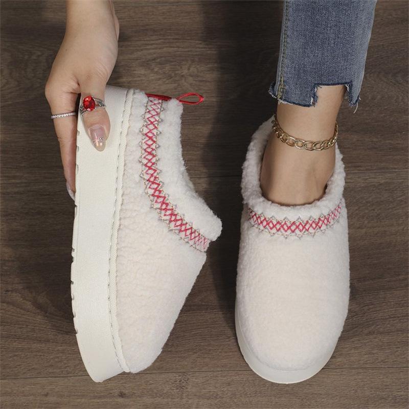 Thick-soled lamb wool snow shoes 22 autumn and winter new bag head wear velvet warm cotton shoes slippers