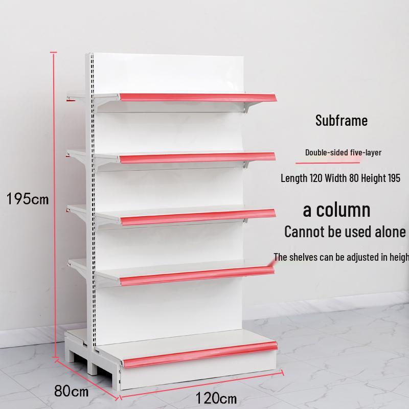 Adjustable Supermarket Display Rack for Snacks and Food, Single/Double-Sided, Ideal for Convenience Stores and Mother & Baby Products.
