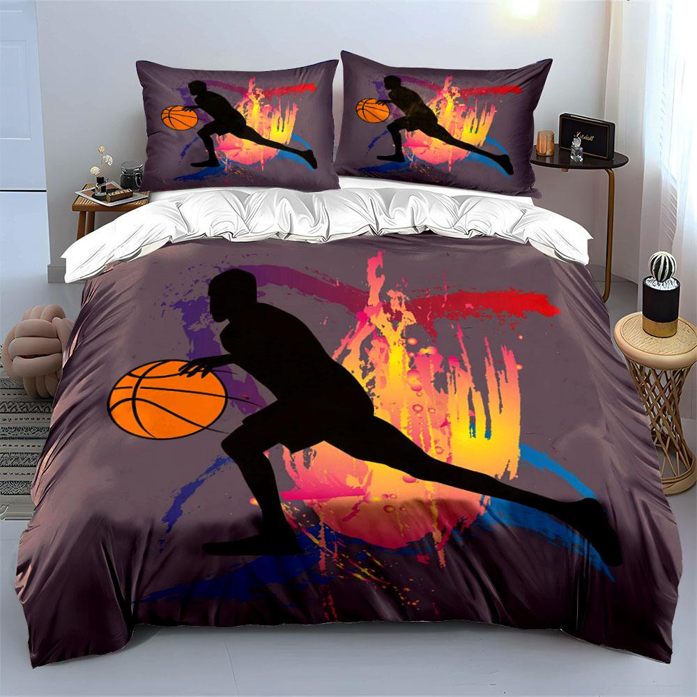 Basketball Art Three-Piece Set Multiple Sizes Kid'S And Adults' Bedroom Exquisite 3Pc Bedding Set, Gift