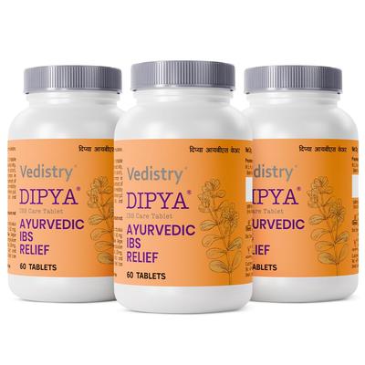 Dipya IBS Care Comprimé Ayurvédique pour le Confort Digestif Soulagement des Ballonnements et des Gaz Santé Intestinale – 60 Comprimés X Lot de 3