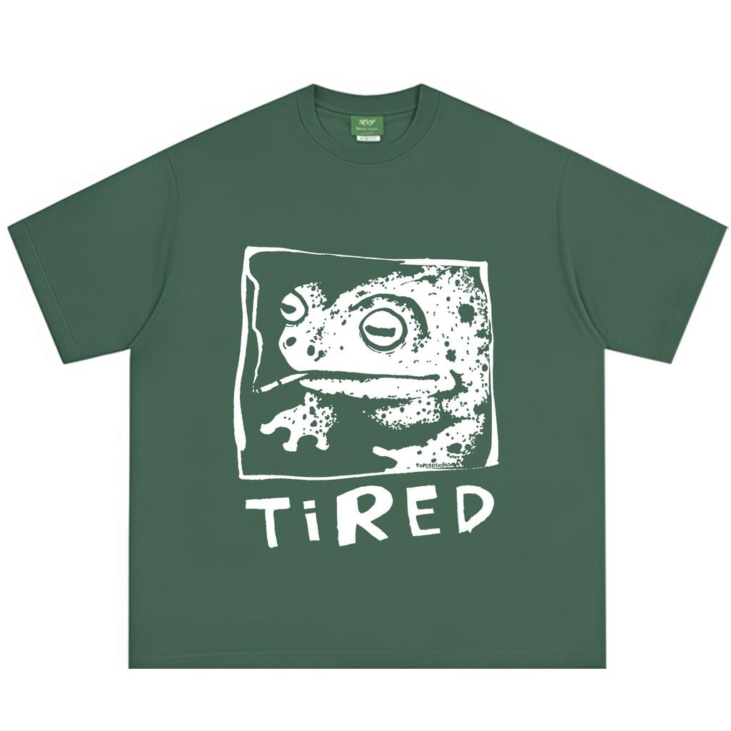 Tired Frog Funny Graphic T Shirts Unisex Unisex Vintage Casual Cotton Short Sleeve Tshirt Hiphop Punk Oversized Loose TShirts