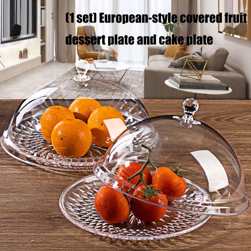Classical European Covered Snacks Plate With Clear Lid Plastic Fruit Dessert Tray For Food Preservations And Elegant Homes Entertaining
