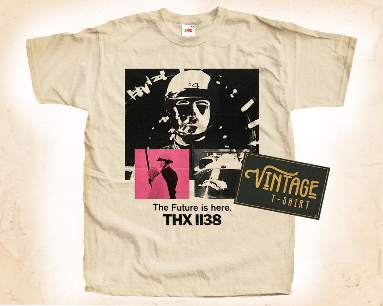 THX 1138 T-Shirt Tee Natural Vintage Cotton Movie Poster Beige All Sizes S M L XL 2X 3X 4X 5X S