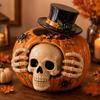 Skull Face Pumpkin Resin Resin Candy Jar Halloween Candy Storage Container for Entry Table Use, Dessert Table Service, Shelf Display, and Small Snack