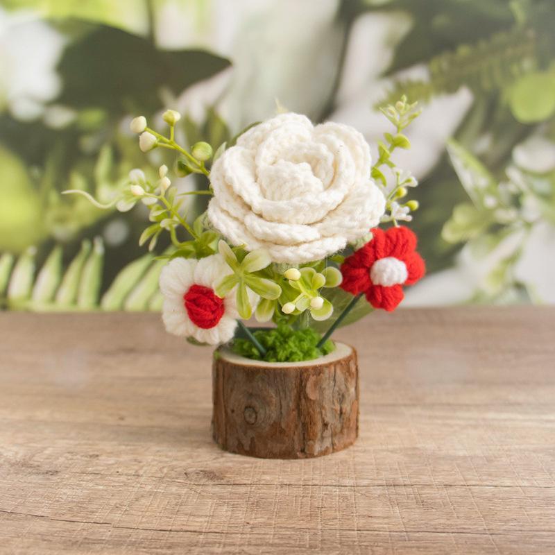 Finished Products, Hand-woven Potted Plants, Wool, Crocheted Sunflower Bouquets, Hand Gifts, Home Ornaments, Knitted Simulated Flowers