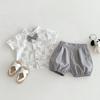 Korean Style Boys' Summer Suit: Formal 0-4 Years Short Sleeve Shirt, Shorts, & Bow Tie for Baby's First Birthday