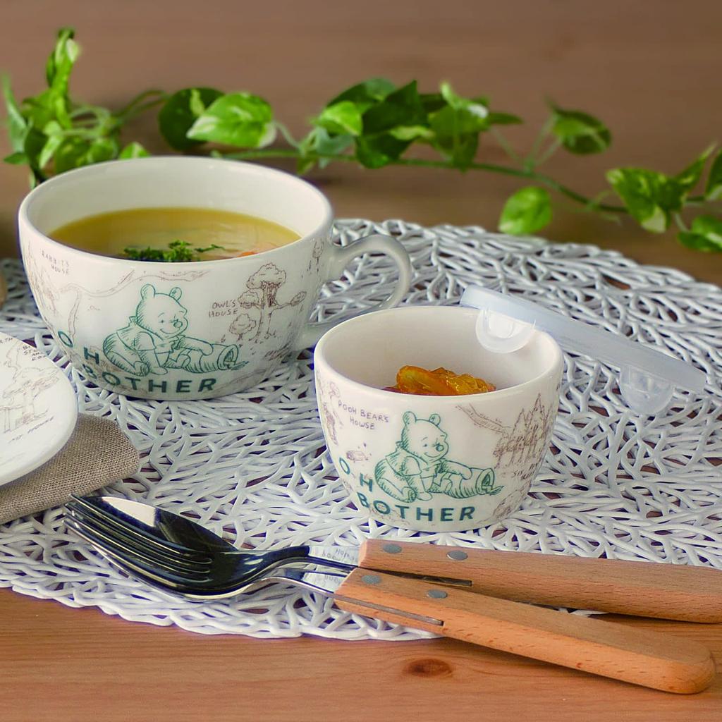 Disney the Storage Container Microwave Pack Canister with Lid 3 Piece Set 150ml 310ml 560ml Microwave Dishwasher Safe 100 Acre Picnic Tableware